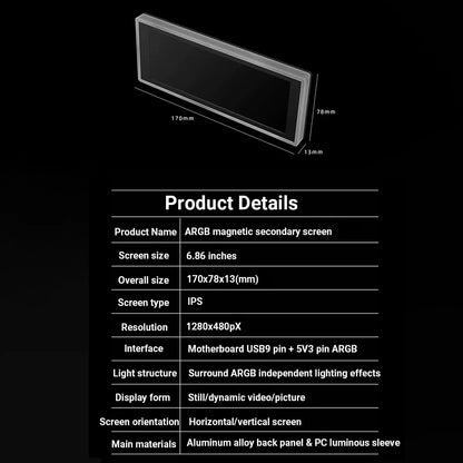 Smart 6.86” Secondary Display for PC Case