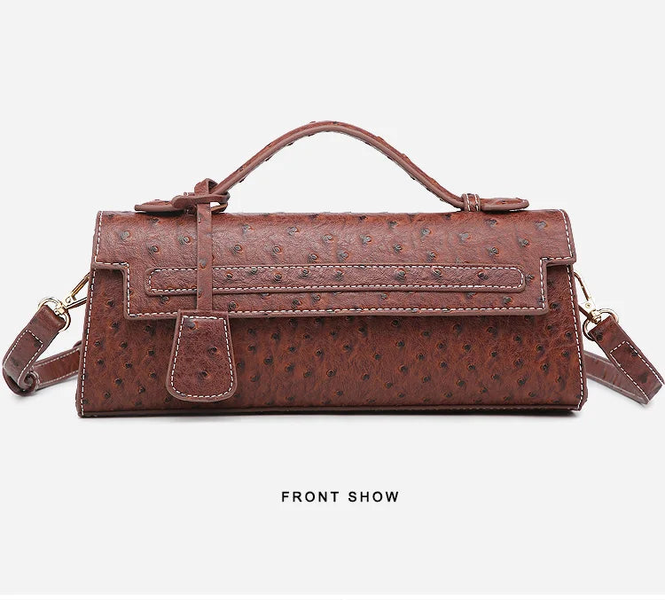 Ostrich Print PU Leather Shoulder Bag