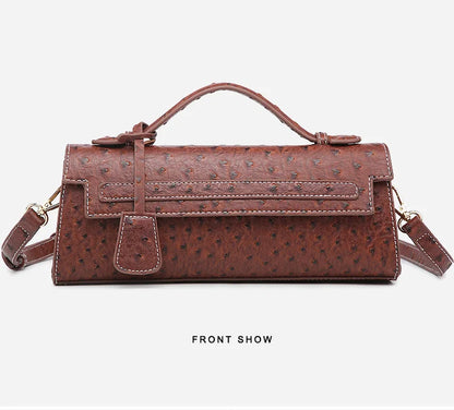 Ostrich Print PU Leather Shoulder Bag