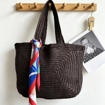 Title Women’s Bohemian Woven Paper Rope Tote Bag
