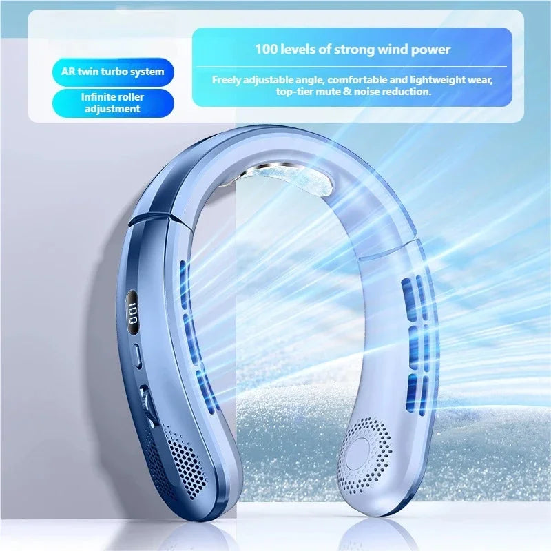 Portable Bladeless Neck Fan with LED Display