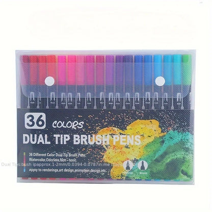 24-Color Dual-Tip Watercolor Brush Marker Set