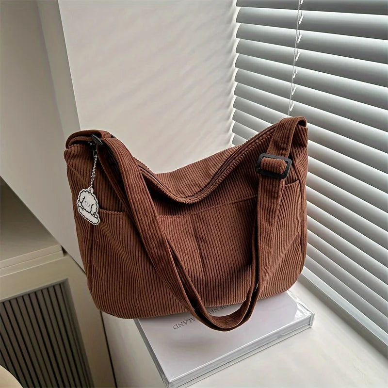 Corduroy Half Moon Shoulder Bag