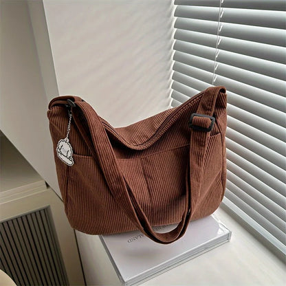 Corduroy Half Moon Shoulder Bag