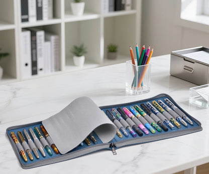 Premium 24-Pen Canvas Storage Case for Fountain Pens & Stationery