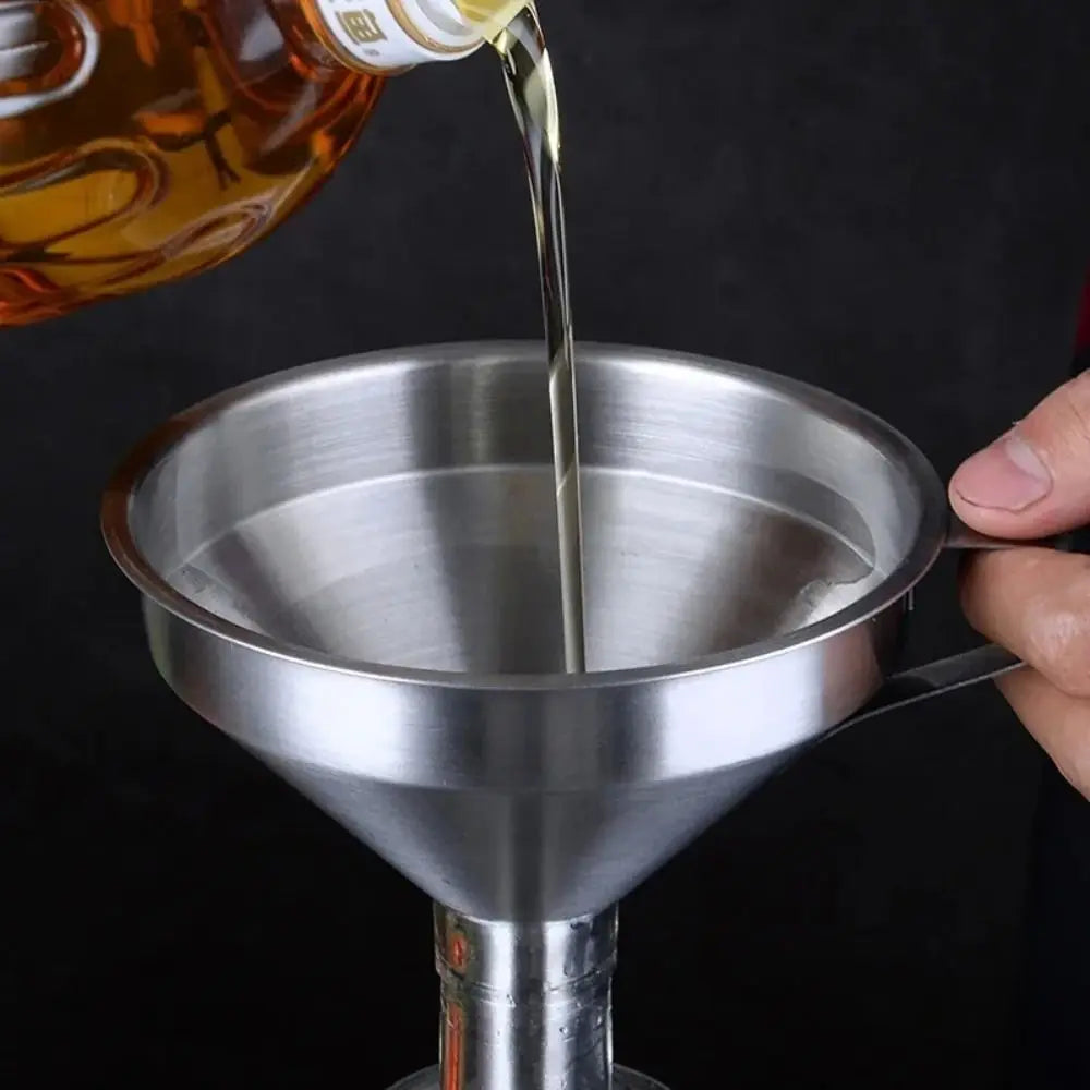 Wide Mouth Kitchen Funnel & Fine Mesh Strainer for Liquids and Powders