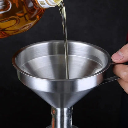 Wide Mouth Kitchen Funnel & Fine Mesh Strainer for Liquids and Powders