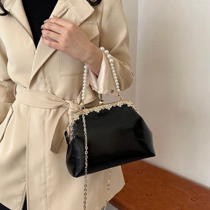 Luxury Pearl Chain Minaudière Shoulder Bag