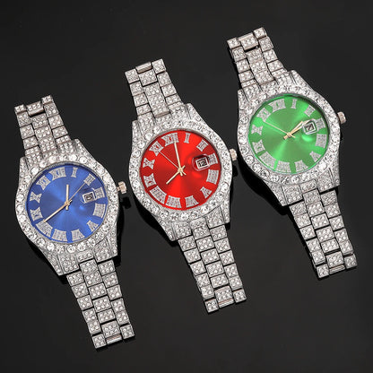 Men's Silver Hip-Hop Watch & Jewelry Set