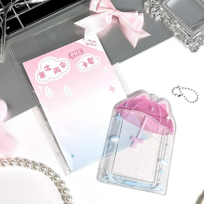 Cute Photocard Holder with Bow Keychain