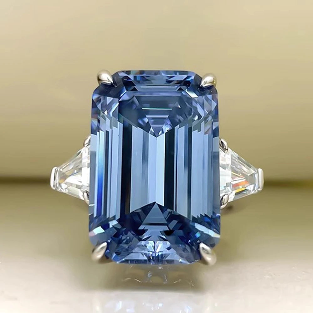 925 Sterling Silver Sapphire Statement Ring