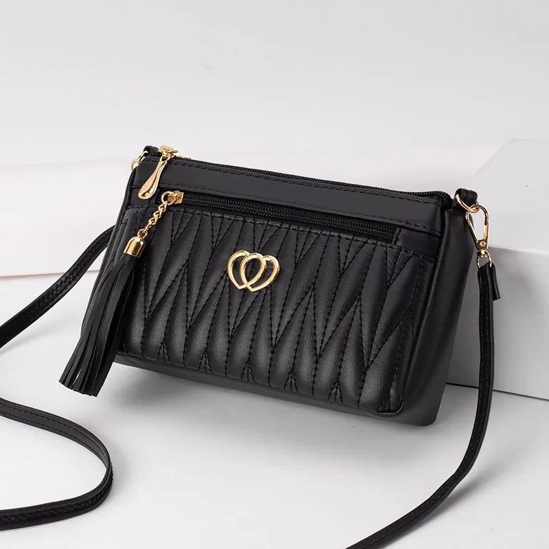 Quilted Handbag with Tassel & Phone Wallet Storage