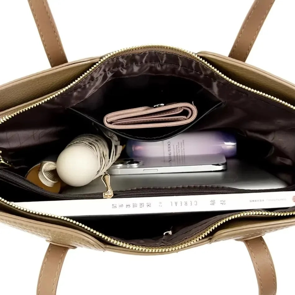 Large Capacity Women’s Leather Tote Handbag