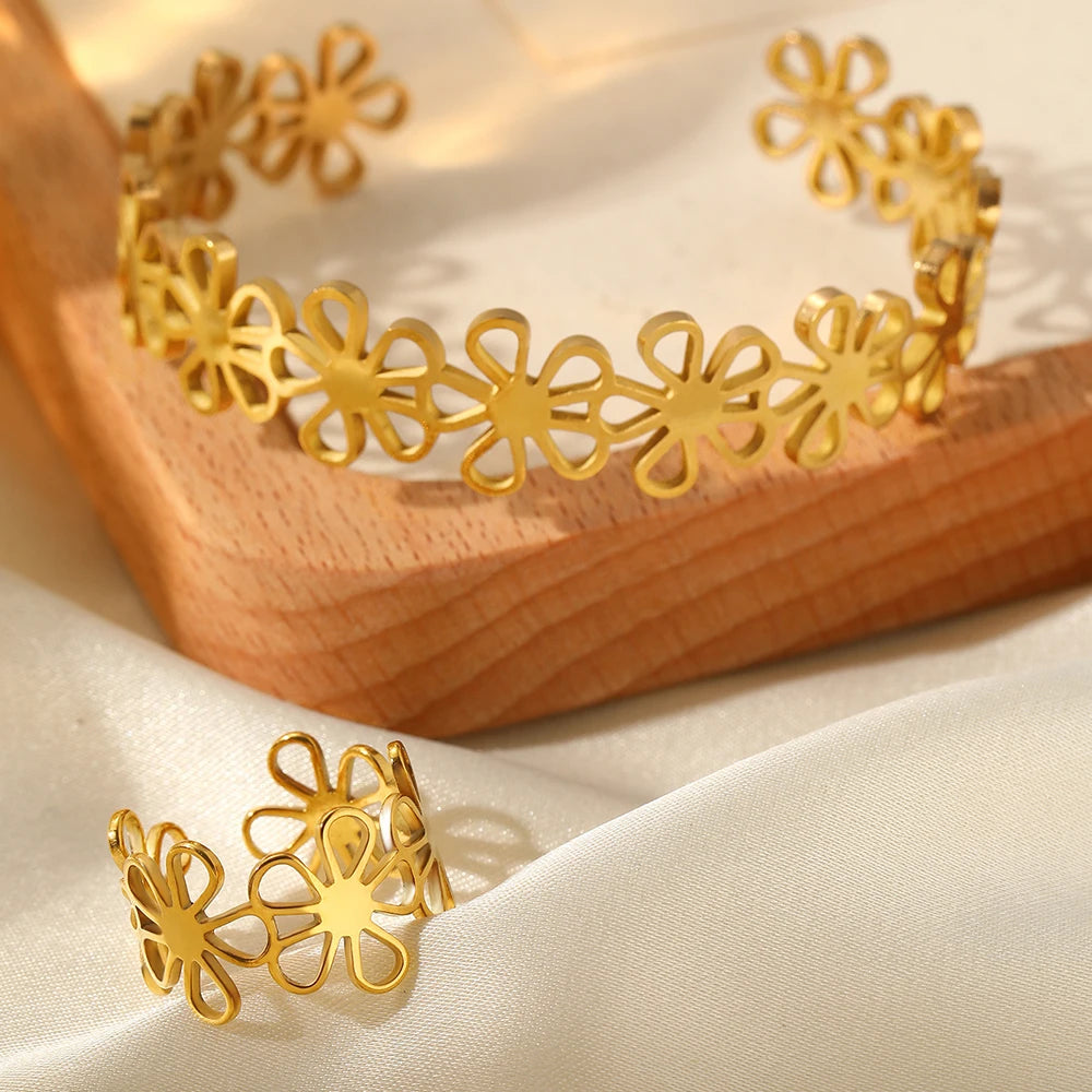 Stainless Steel Bracelet & Ring Set