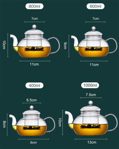High Borosilicate Glass Teapot with Built-In Filter
