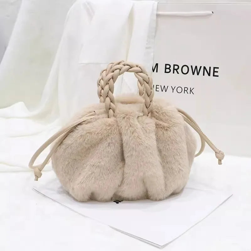 Women Plush Pleated Cloud Bag
