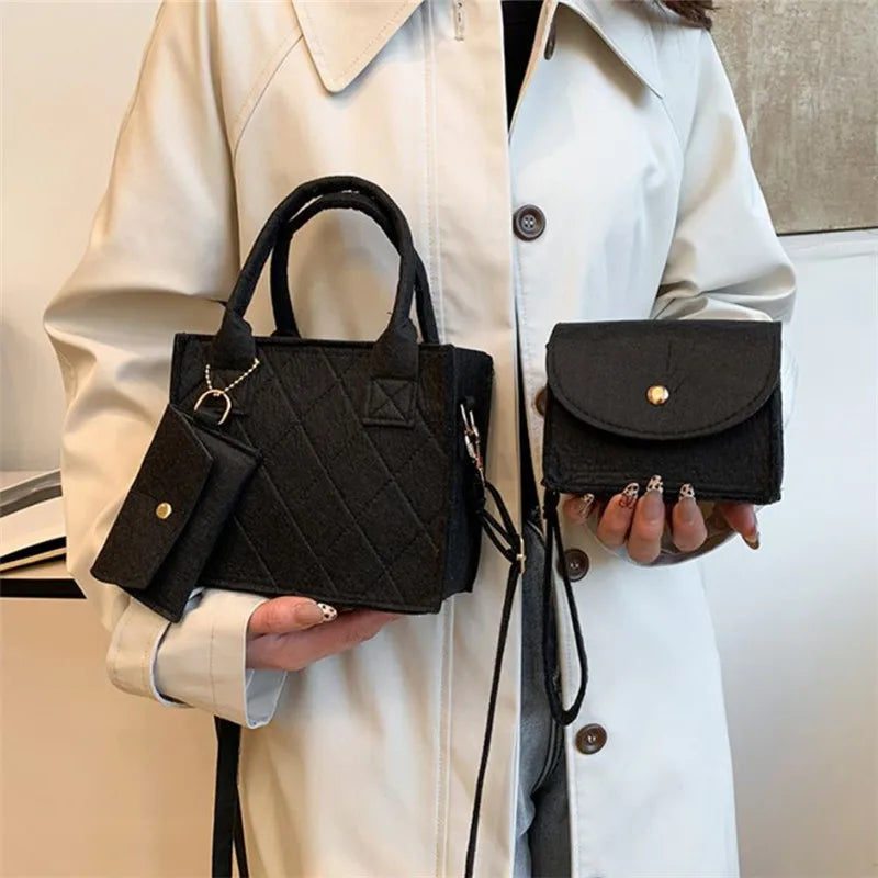 Felt Tote, Crossbody Bag & Wallet Set for Everyday Use
