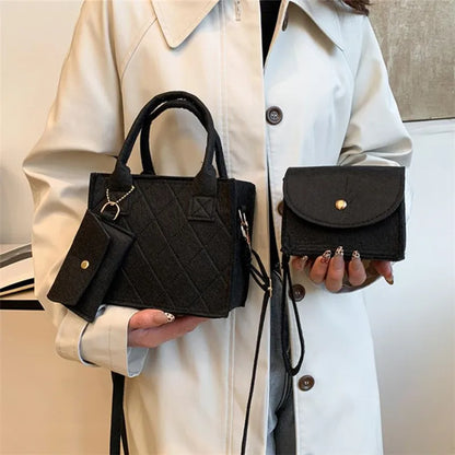 Felt Tote, Crossbody Bag & Wallet Set for Everyday Use