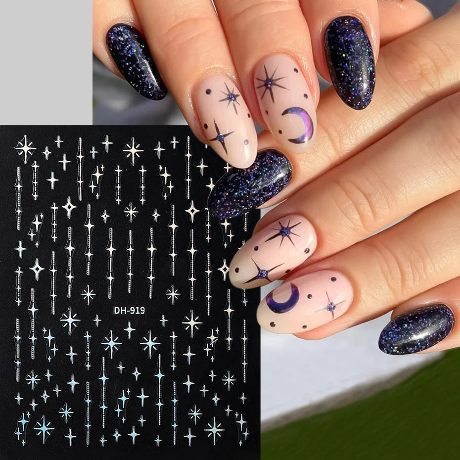 3D Laser Star Nail Art Stickers
