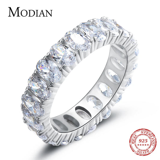 925 Sterling Silver Classic Oval Sparkling Ring