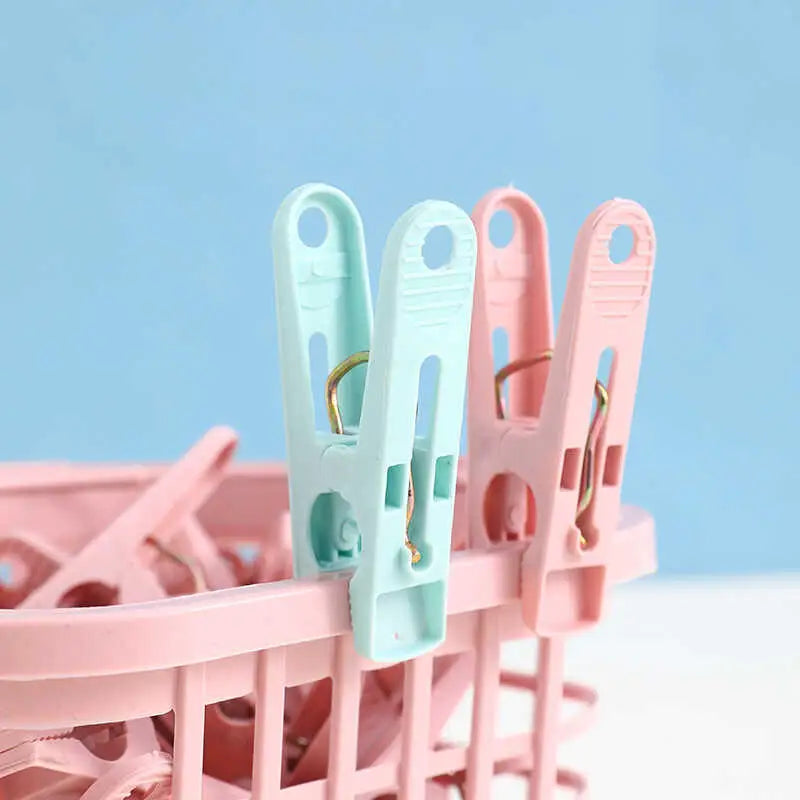 Plastic Clothespins with Storage Basket for Laundry & Home