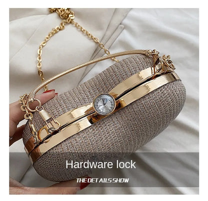 Heart-Shaped Evening Clutch Bag with Chain Strap