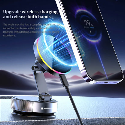 15W Wireless Car Charger Phone Holder with RGB Light