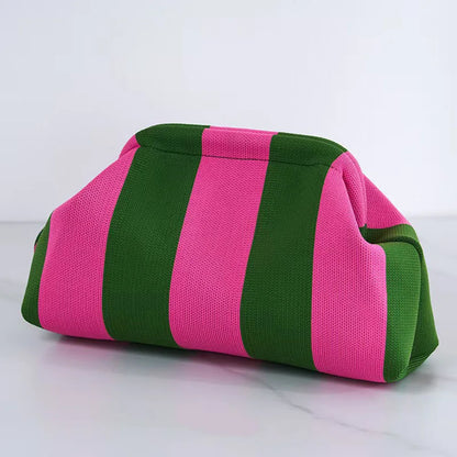 Striped Knit Cloud Clutch Bag