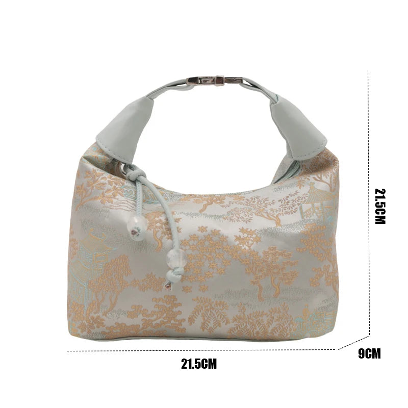 Chinese Embroidered Canvas Shoulder Handbag