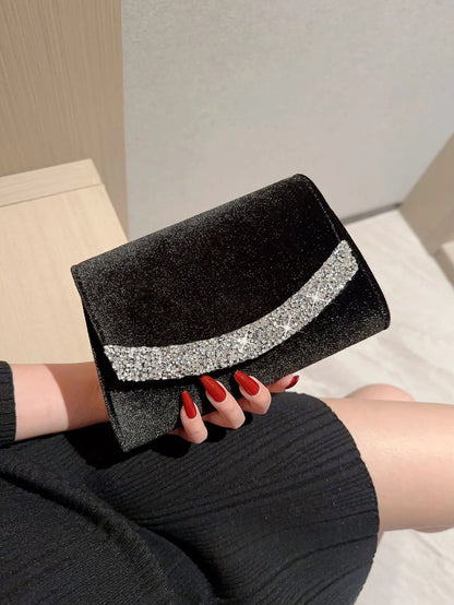 Rhinestone Velvet Evening Clutch Bag