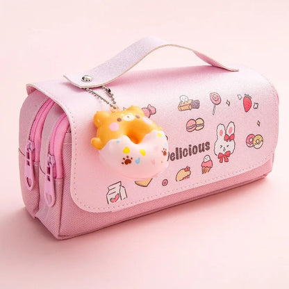 3D Kawaii Large Capacity Pencil Case with Decompression Doll