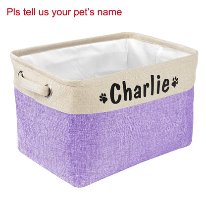 Personalized Foldable Dog Toy Storage Basket