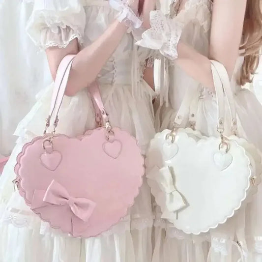 Heart-Shaped Lolita PU Crossbody Handbag