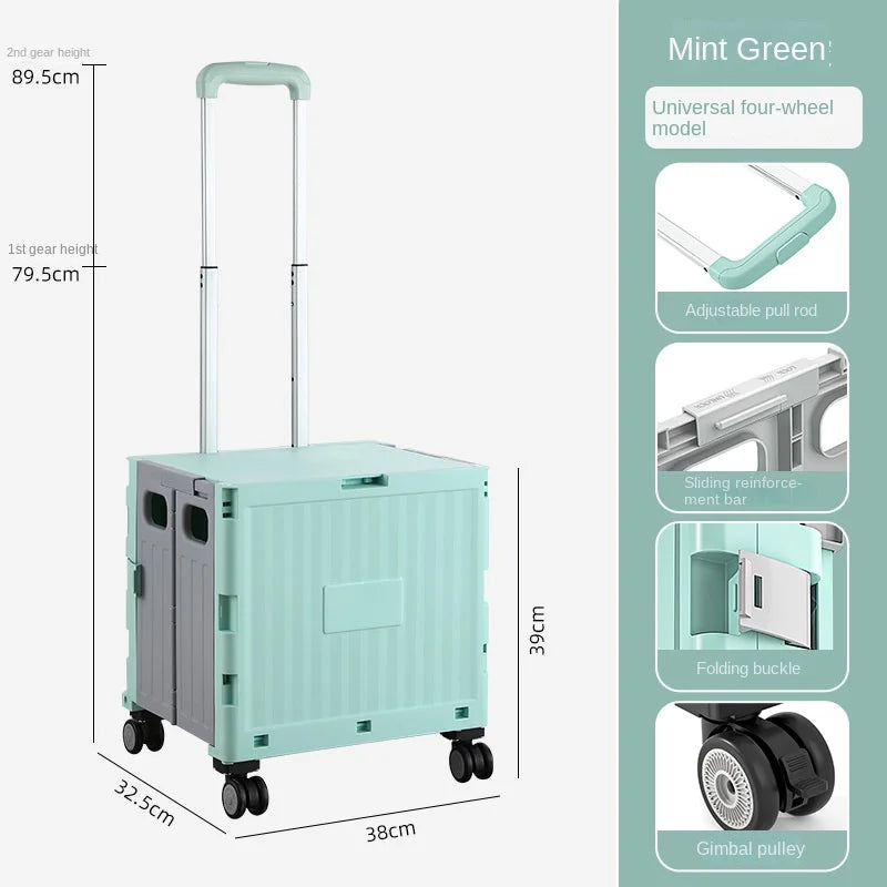 Foldable Camping Trolley Storage Box with Wheels