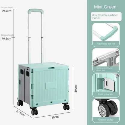 Foldable Camping Trolley Storage Box with Wheels