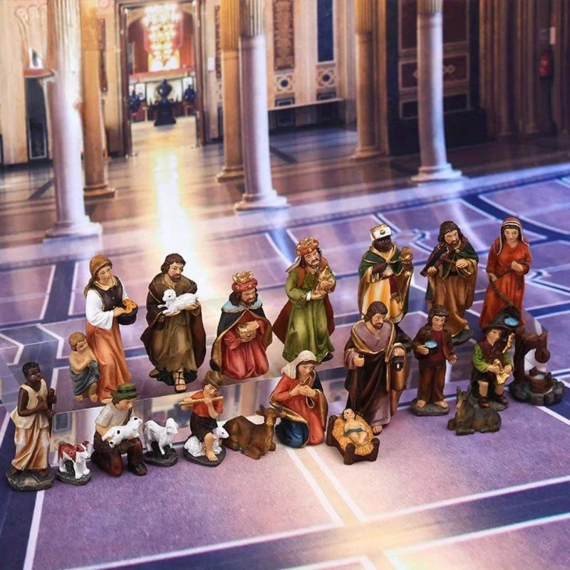 20-Piece Resin Christmas Nativity Figurine Set
