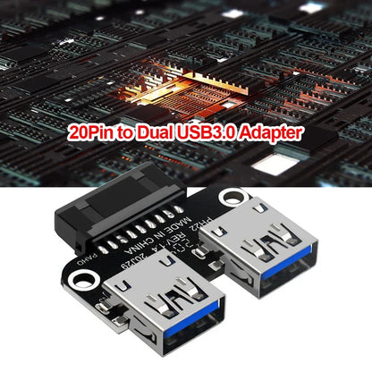 USB 3.0 19/20-Pin to Dual USB-A Motherboard Adapter