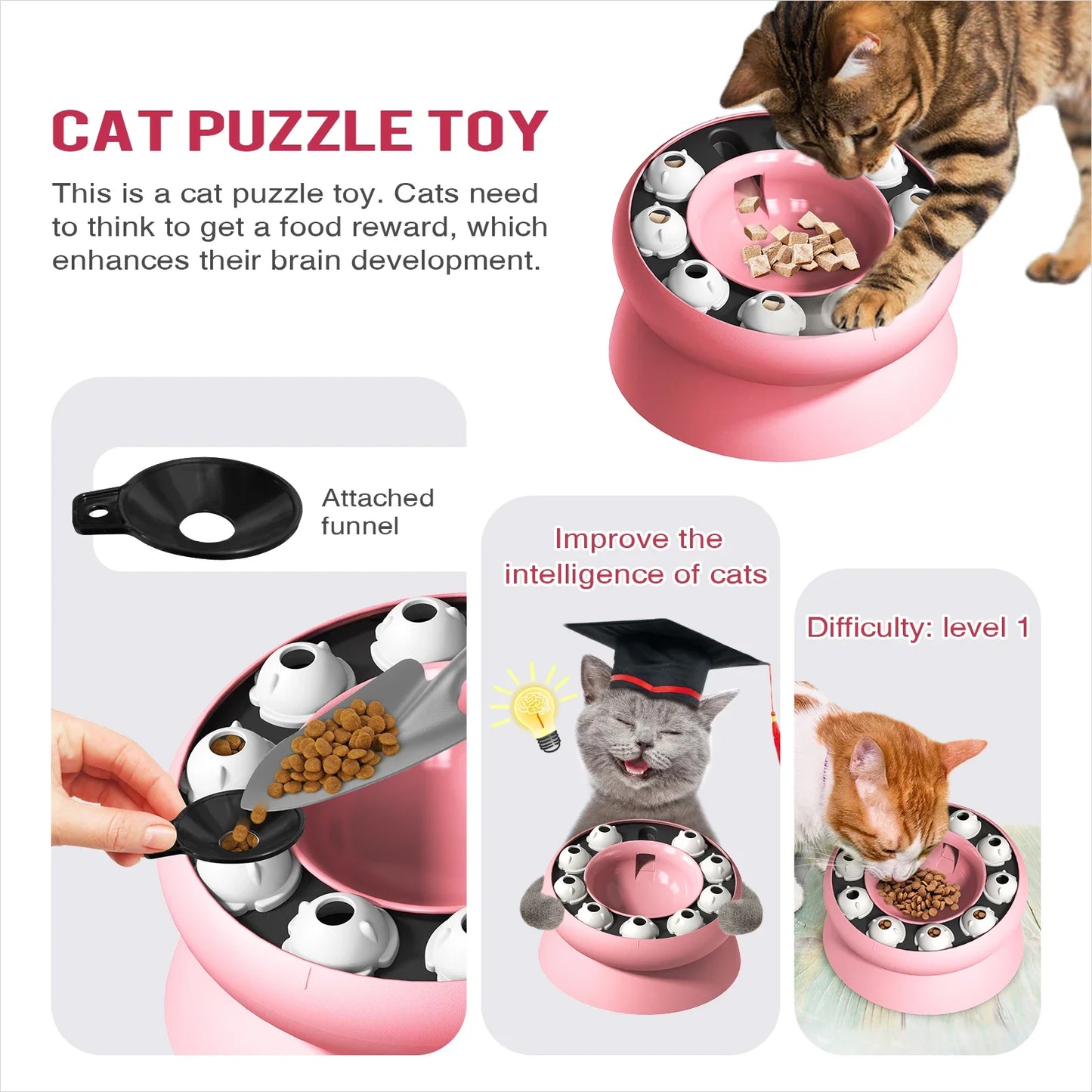 Interactive Slow Feeder Cat Bowl Puzzle Toy