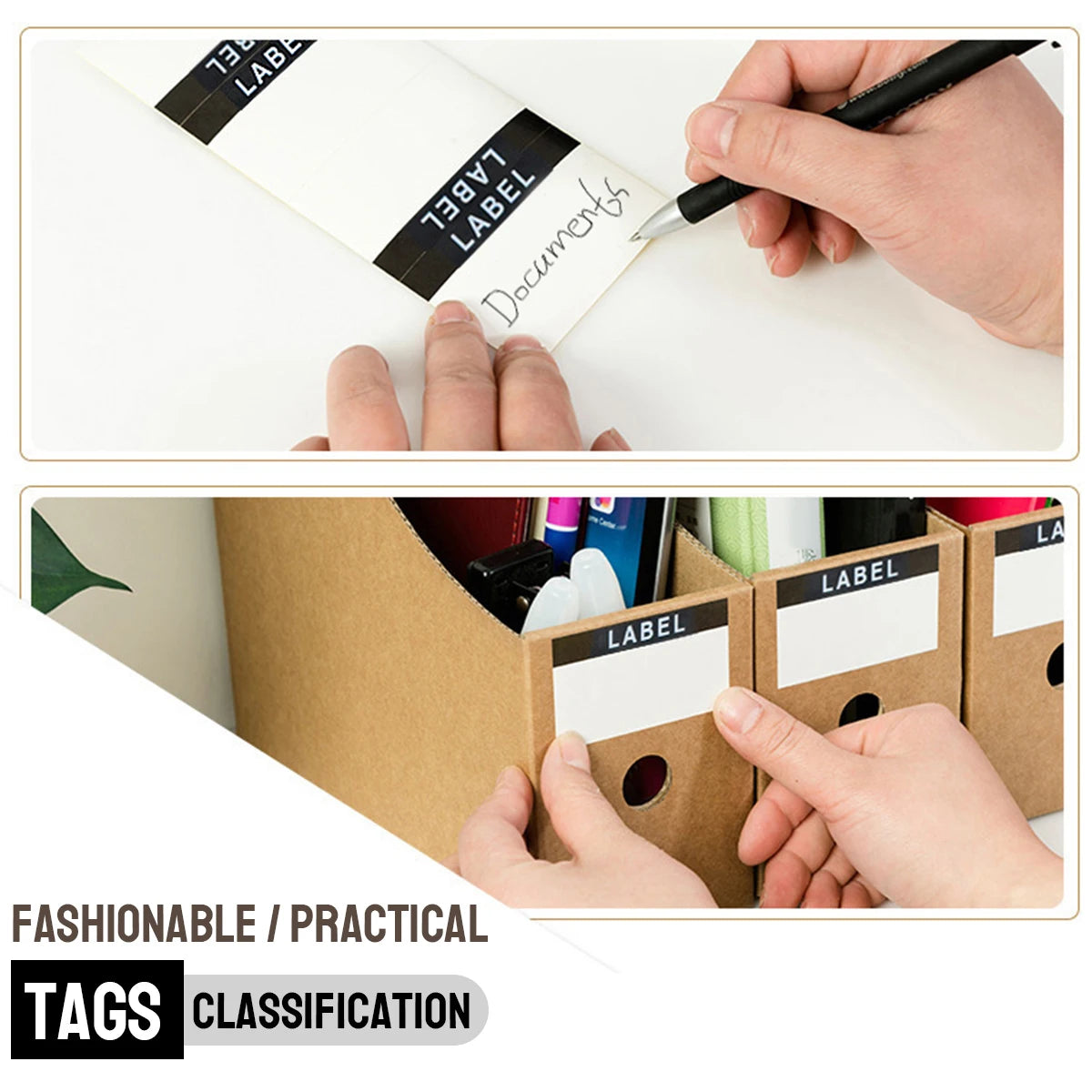 Foldable Desktop File Holders with Label Stickers
