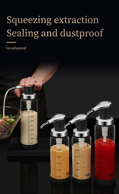 Glass Pump Sauce Dispenser Bottle