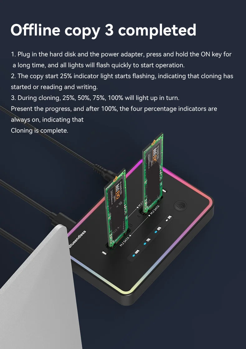 Dual M.2 NVMe & SATA SSD Docking Station with Offline Clone