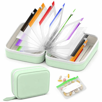 Travel Pill Organiser with 14 Reusable Pouches