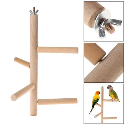 4 Layer Wooden Parrot Swing Ladder Toy