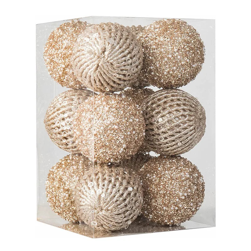 12-Piece Glitter Christmas Bauble Set