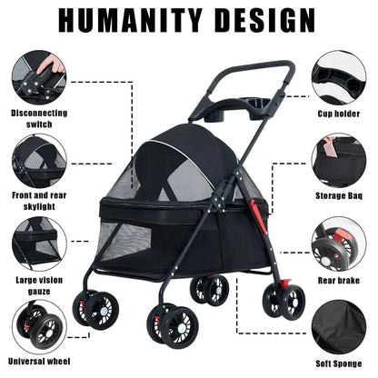 Foldable Pet Stroller for Dogs & Cats