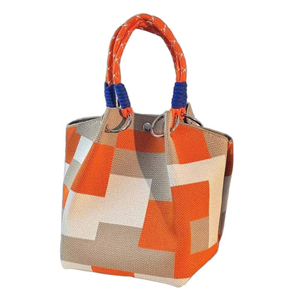 Geometric Knit Bucket Tote Bag