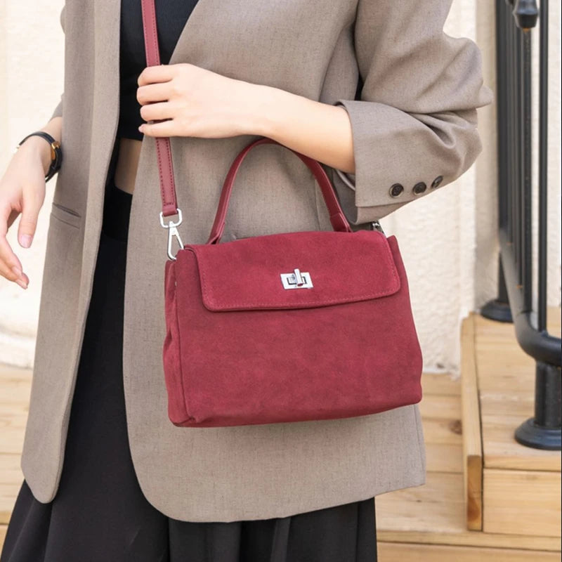 Women’s Suede Leather Flap Shoulder & Crossbody Bag