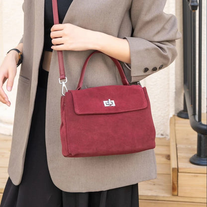 Women’s Suede Leather Flap Shoulder & Crossbody Bag