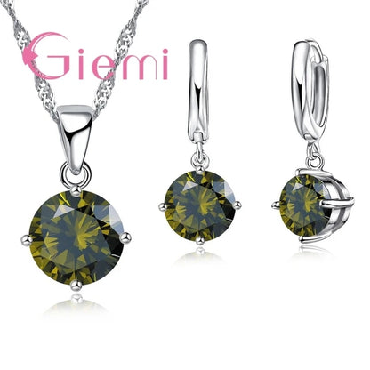 925 Sterling Silver Pendant Necklace Earrings
