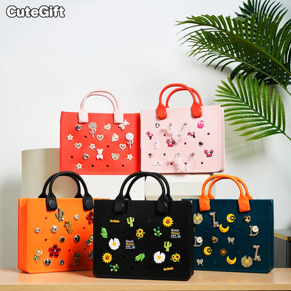 Waterproof EVA Tote Bag with Charm Holes